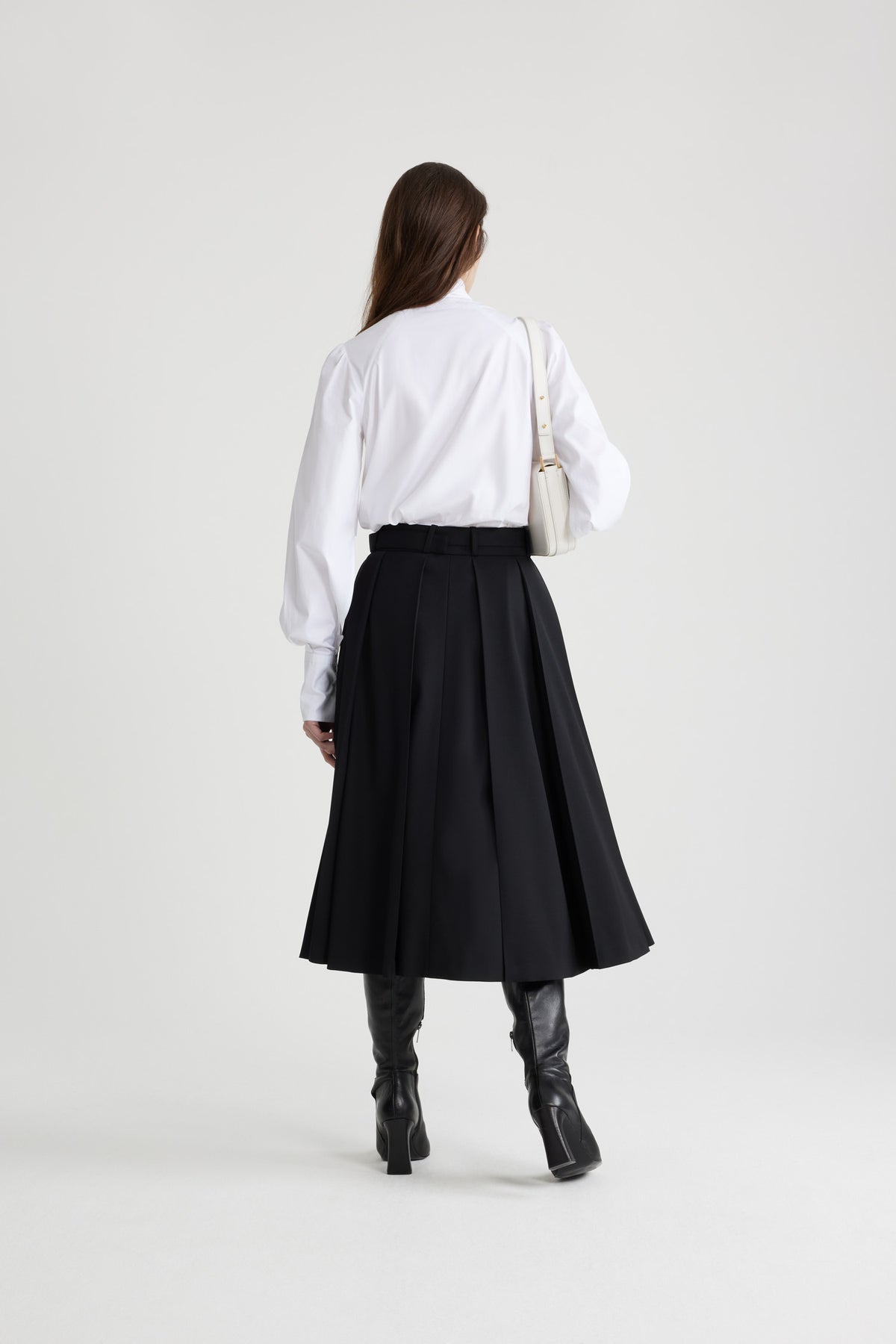 White / Chemise à col lavallière en coton bio