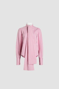 Pink Stripes / Chemise à col lavallière en coton imprimé éco-responsable