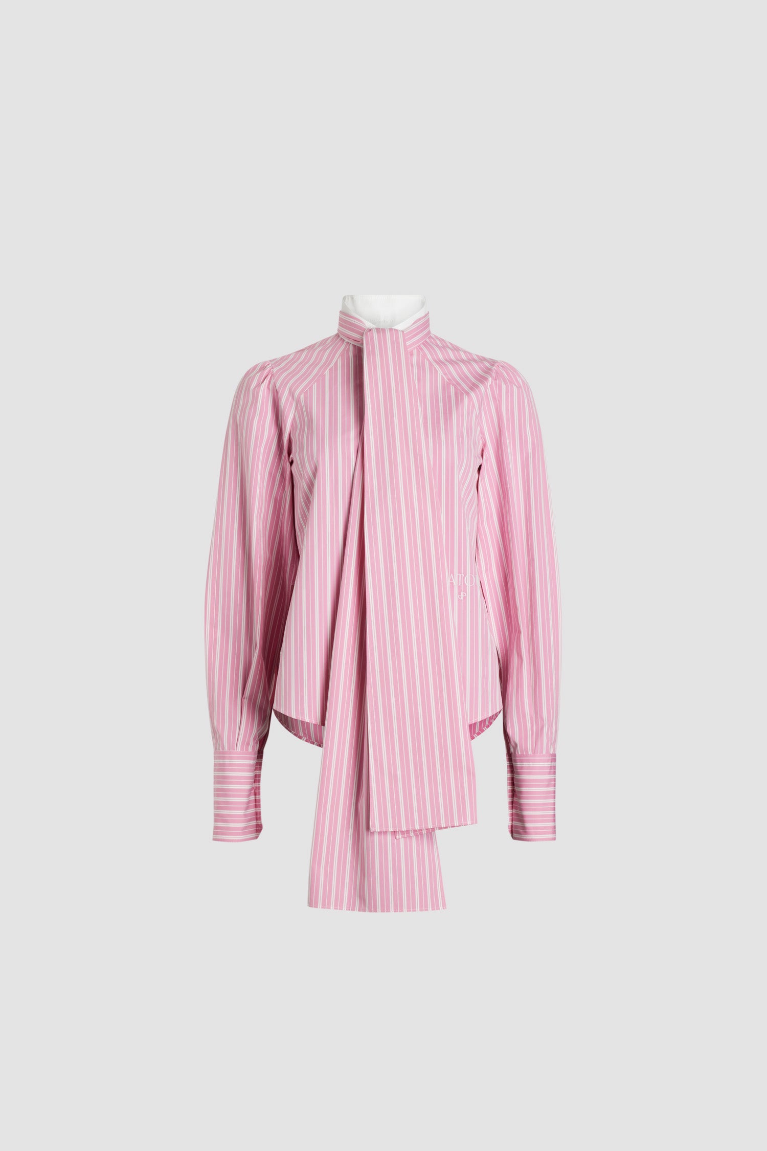 Pink Stripes / Chemise à col lavallière en coton imprimé éco-responsable