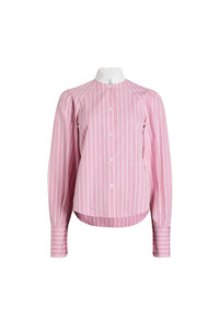 Pink Stripes / Chemise à col lavallière en coton imprimé éco-responsable