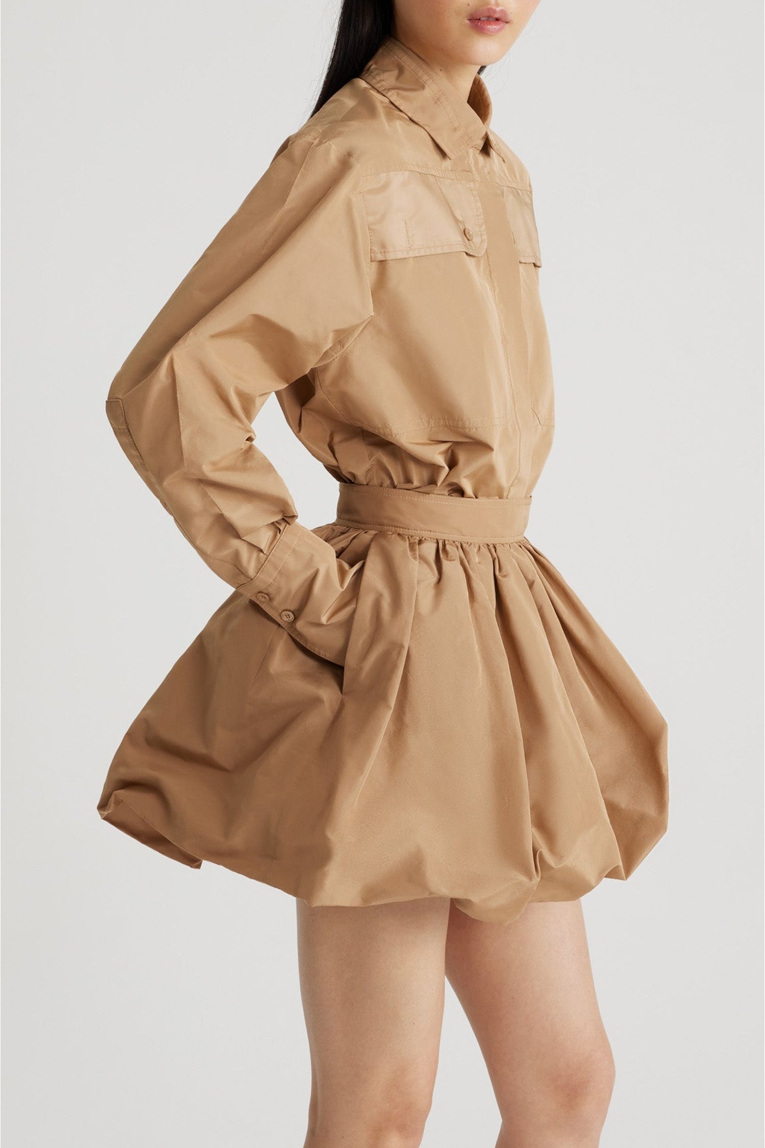 Gray Sand / Chemise safari en faille recyclée