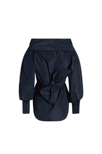 Blouse croisée en faille - Bleu Marine