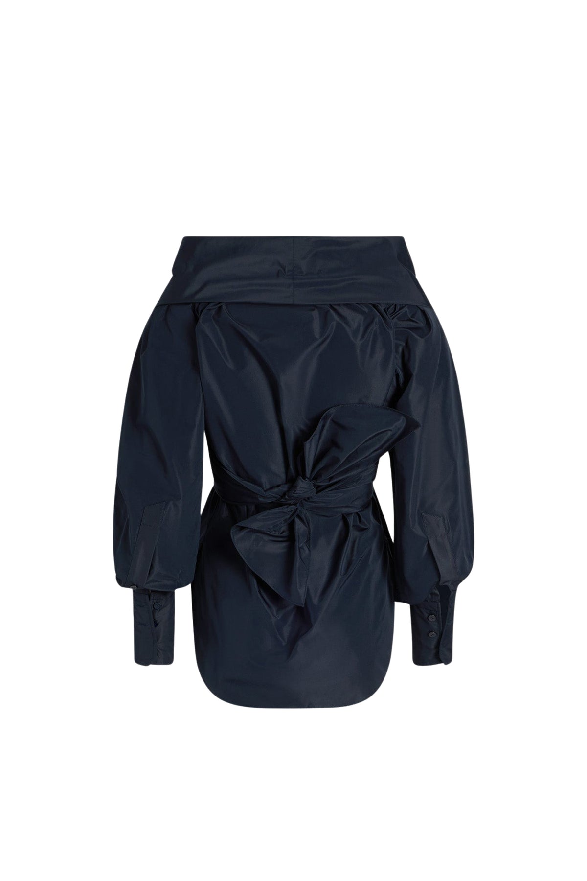 Navy Black / Blouse croisée en faille recyclée