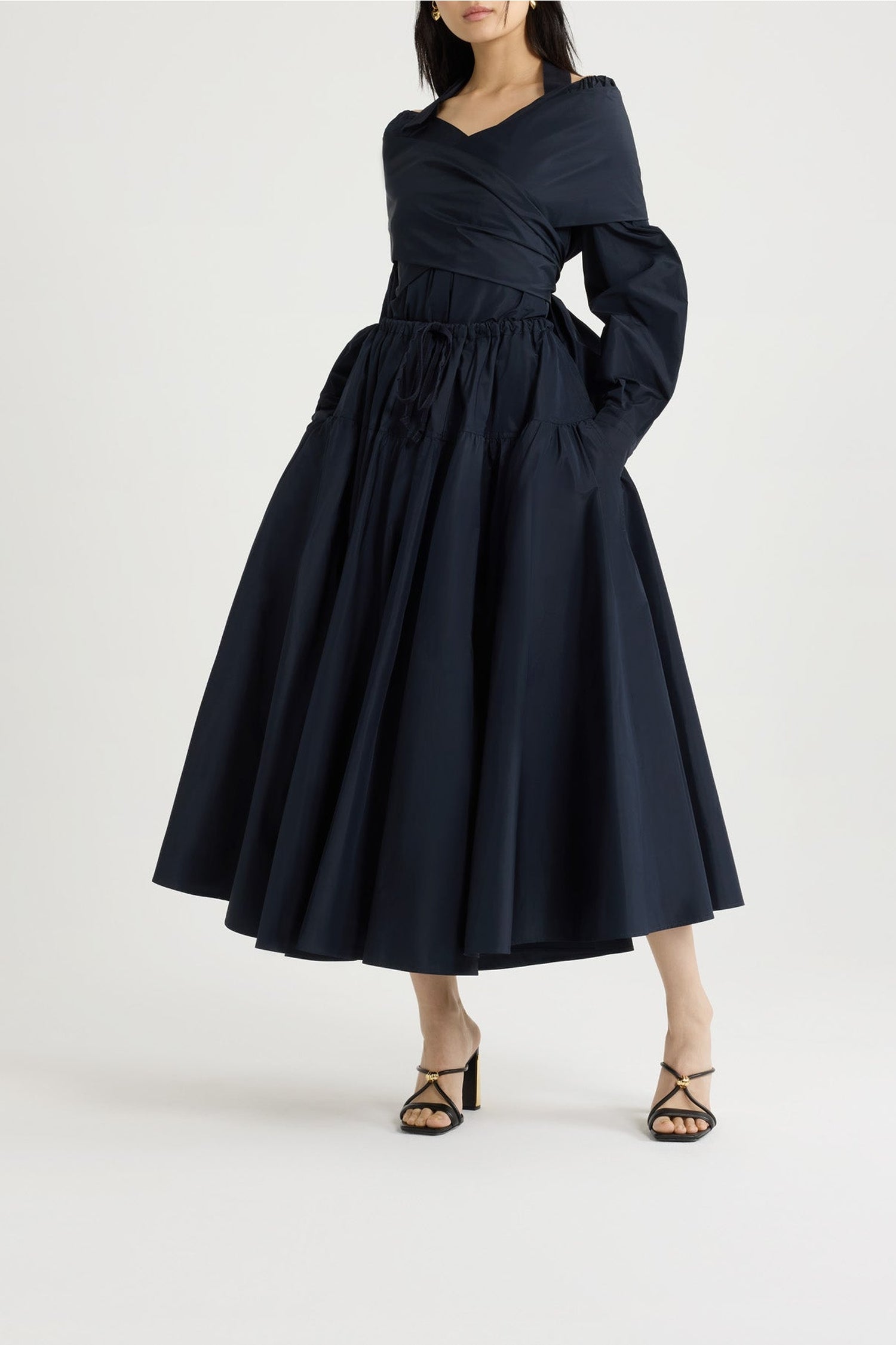 Blouse croisée en faille - Bleu Marine