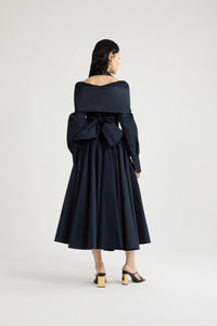 Navy Black / Blouse croisée en faille recyclée