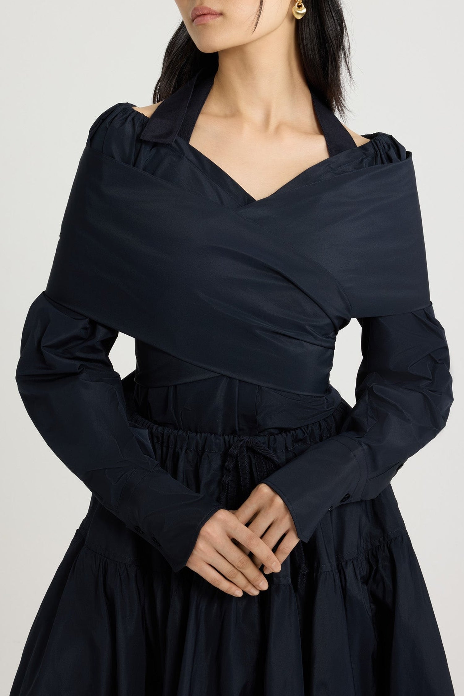Blouse croisée en faille - Bleu Marine