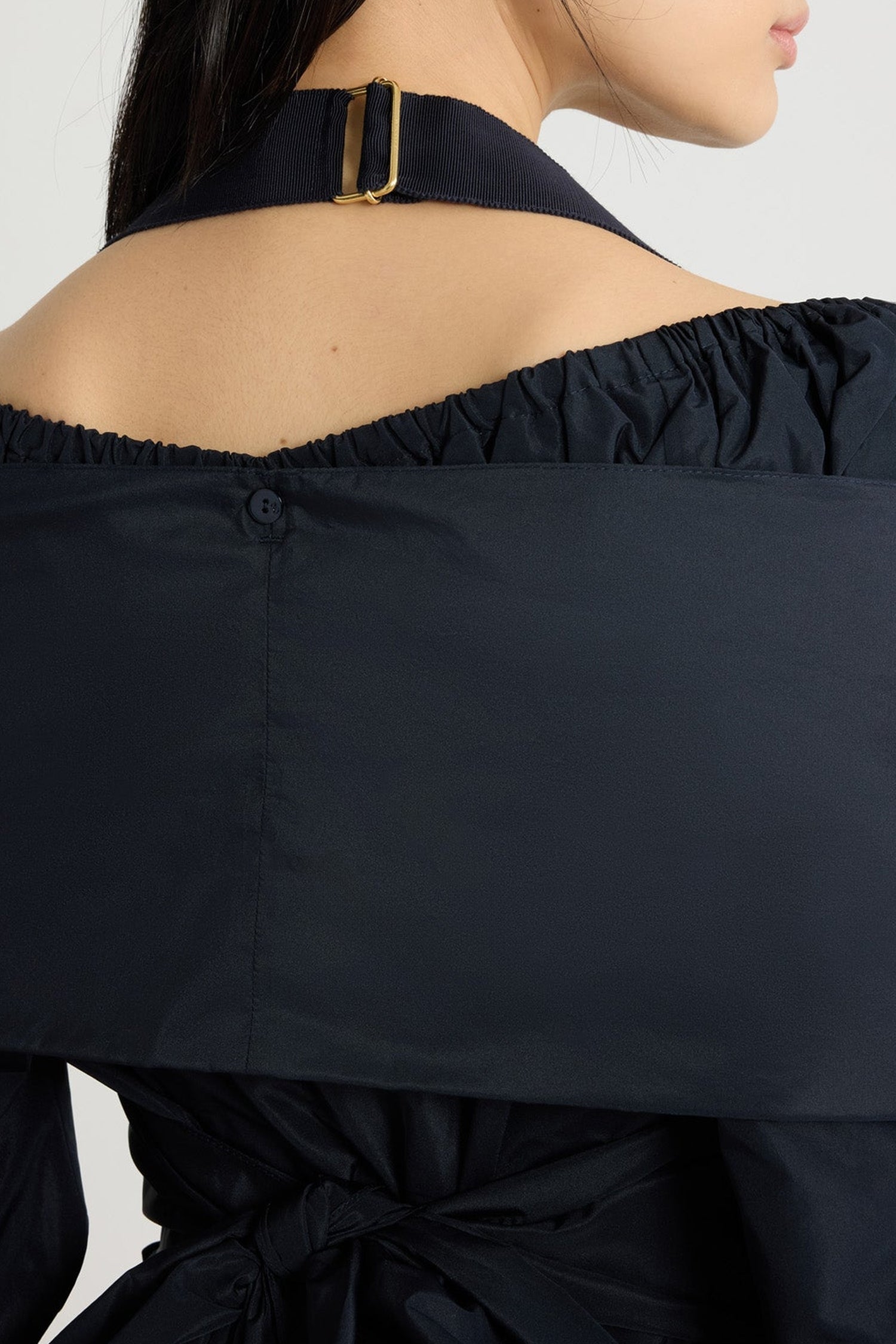 Blouse croisée en faille - Bleu Marine