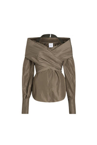 Blouse croisée en faille - Mocha