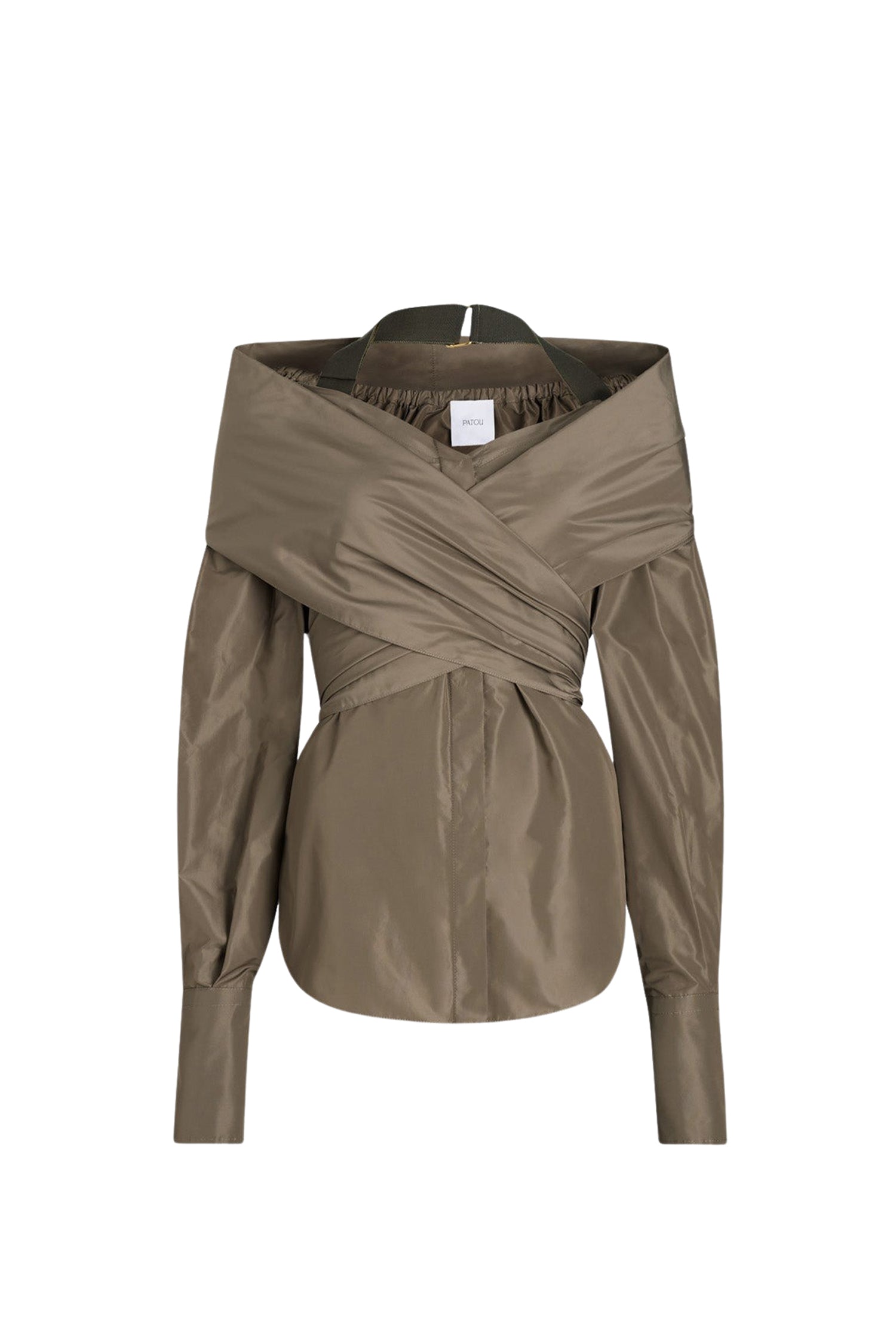 Mocha / Blouse croisée en faille recyclée