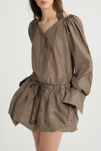 Blouse croisée en faille - Mocha