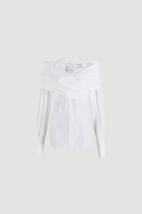 White / Blouse croisée en popeline de coton bio