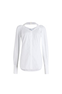 White / Blouse croisée en popeline de coton bio