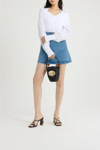 Blouse croisée en popeline de coton - Blanc