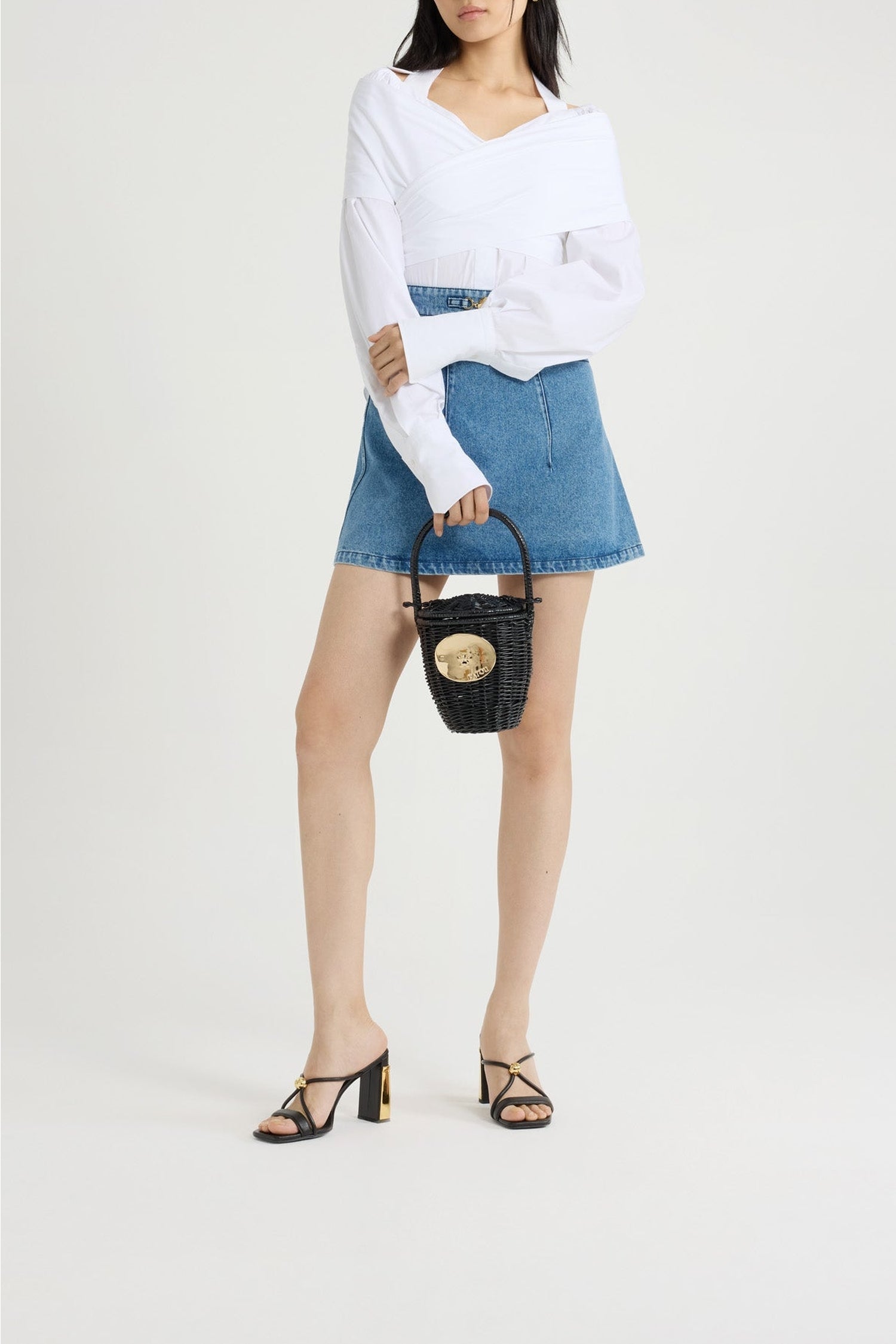 Blouse croisée en popeline de coton - Blanc