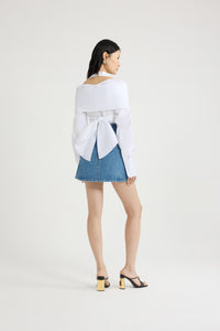 White / Blouse croisée en popeline de coton bio