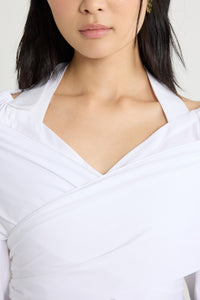 White / Blouse croisée en popeline de coton bio
