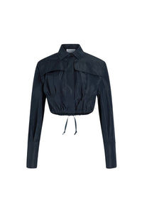 Navy Black / Chemise safari courte en faille recyclée