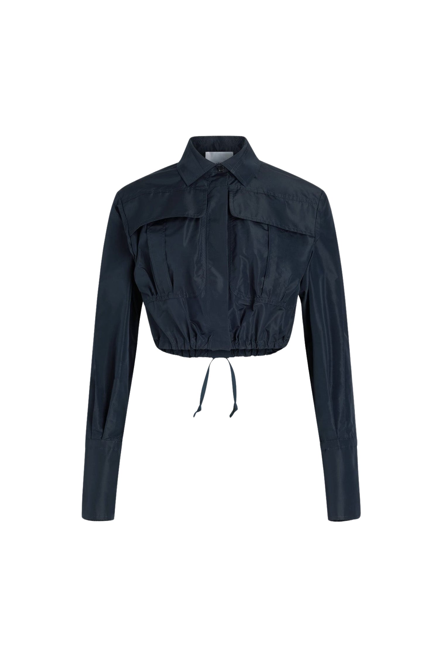 Navy Black / Chemise safari courte en faille recyclée