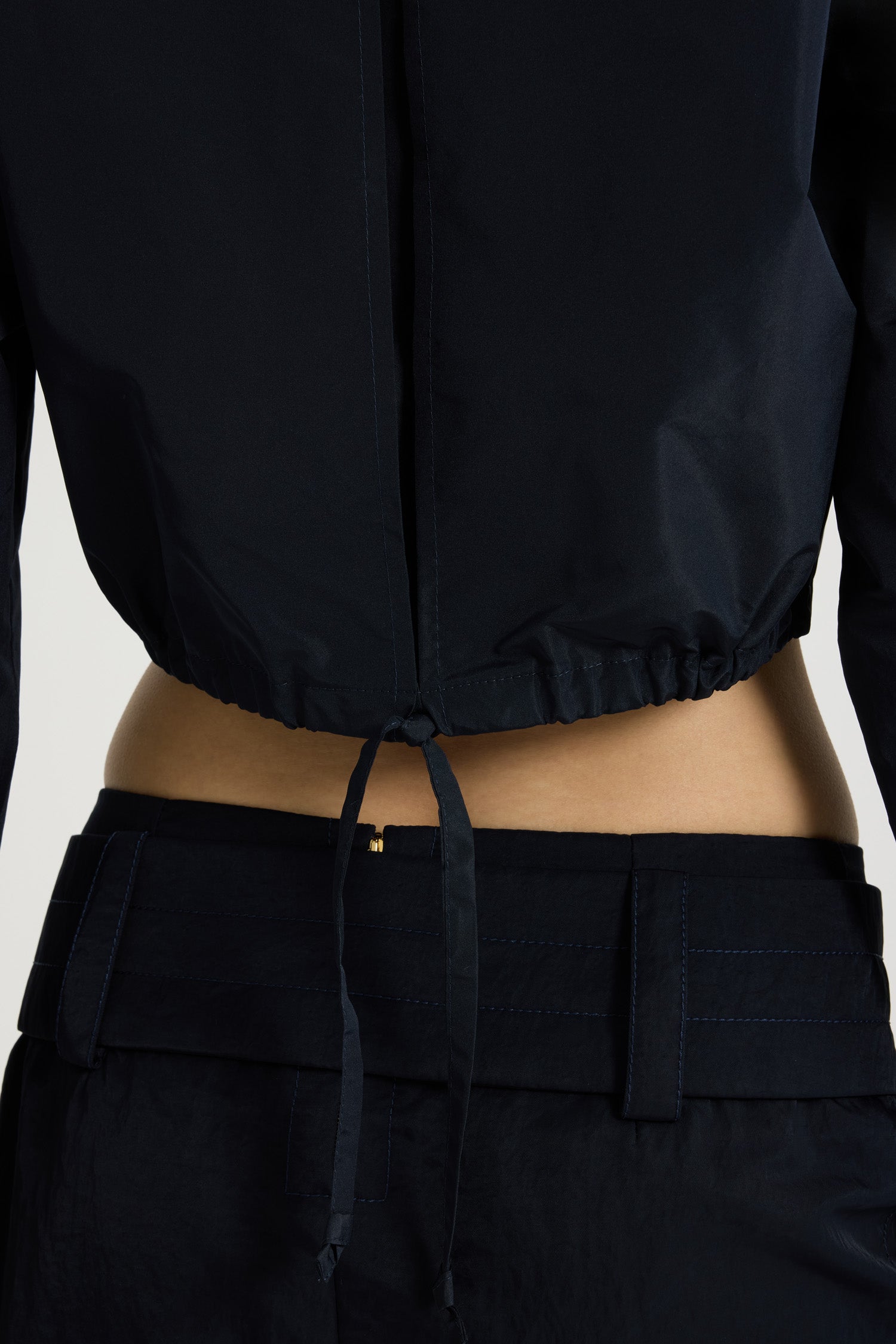 Navy Black / Chemise safari courte en faille recyclée
