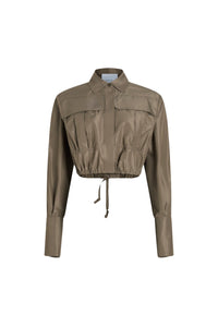 Mocha / Chemise safari courte en faille recyclée