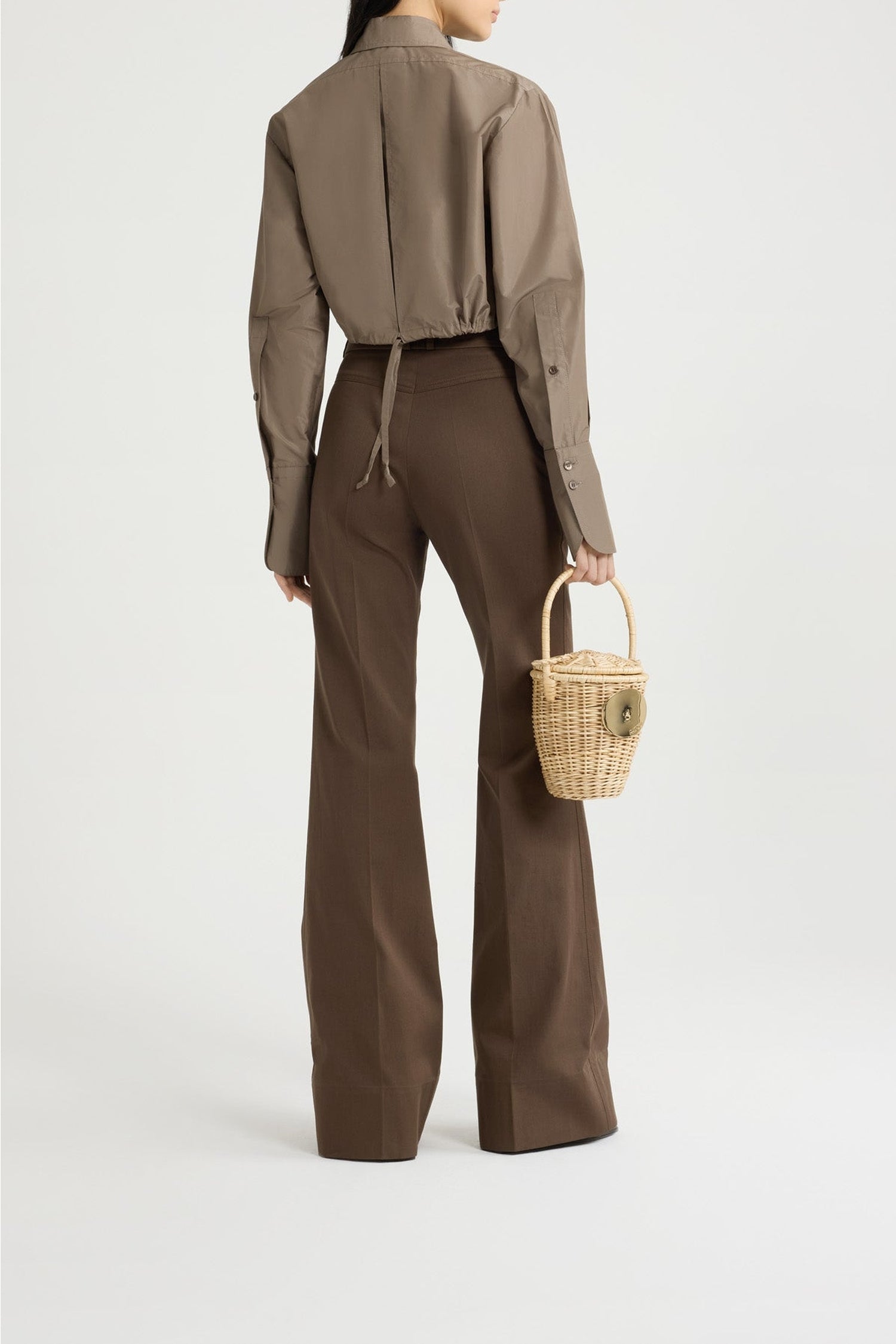 Chemise safari courte en faille - Mocha