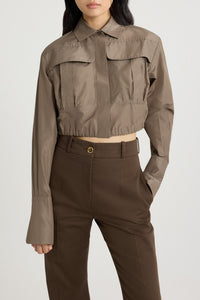 Chemise safari courte en faille - Mocha