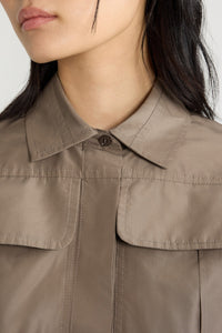 Chemise safari courte en faille - Mocha