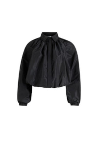 Black / Blouse bouffante en faille recyclée