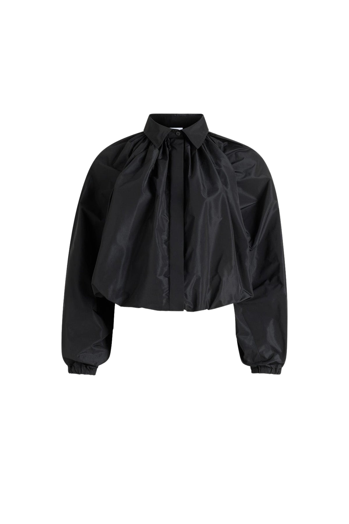 Black / Blouse bouffante en faille recyclée