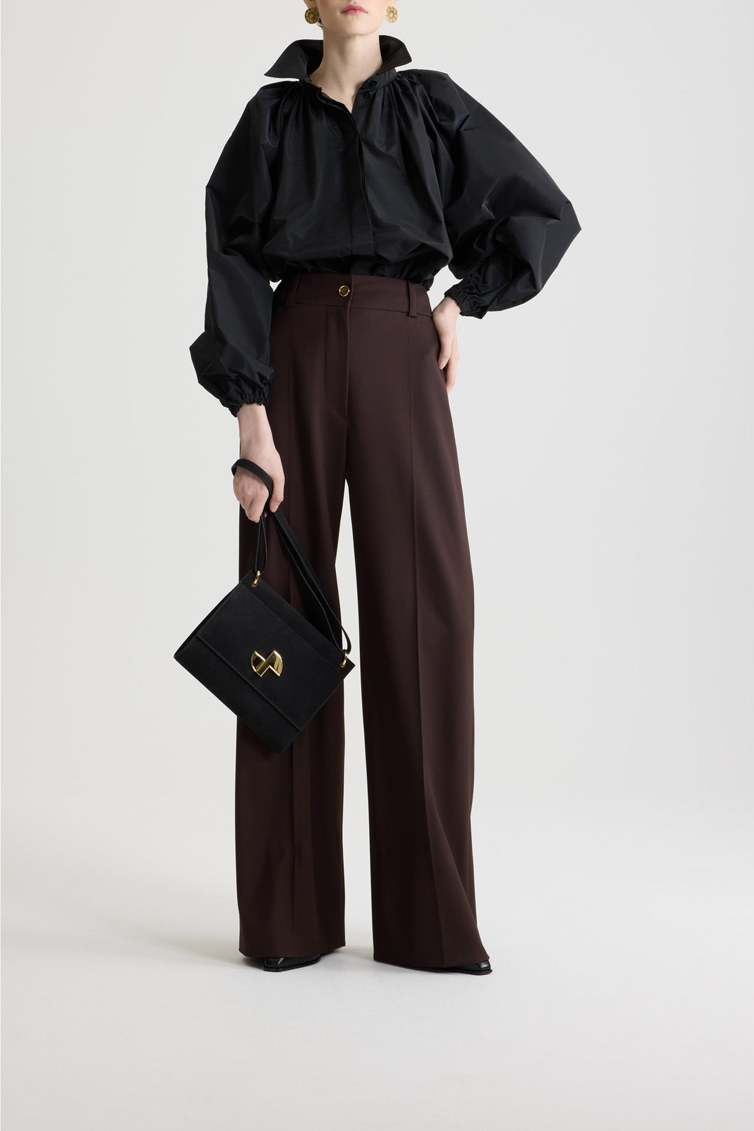 Blouse bouffante en faille - Noir