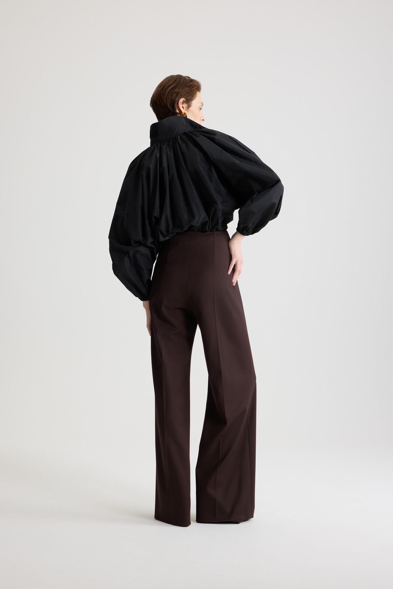 Blouse bouffante en faille - Noir