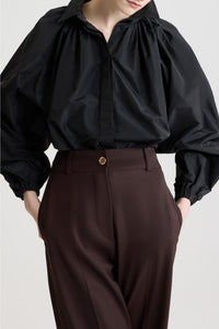 Blouse bouffante en faille - Noir