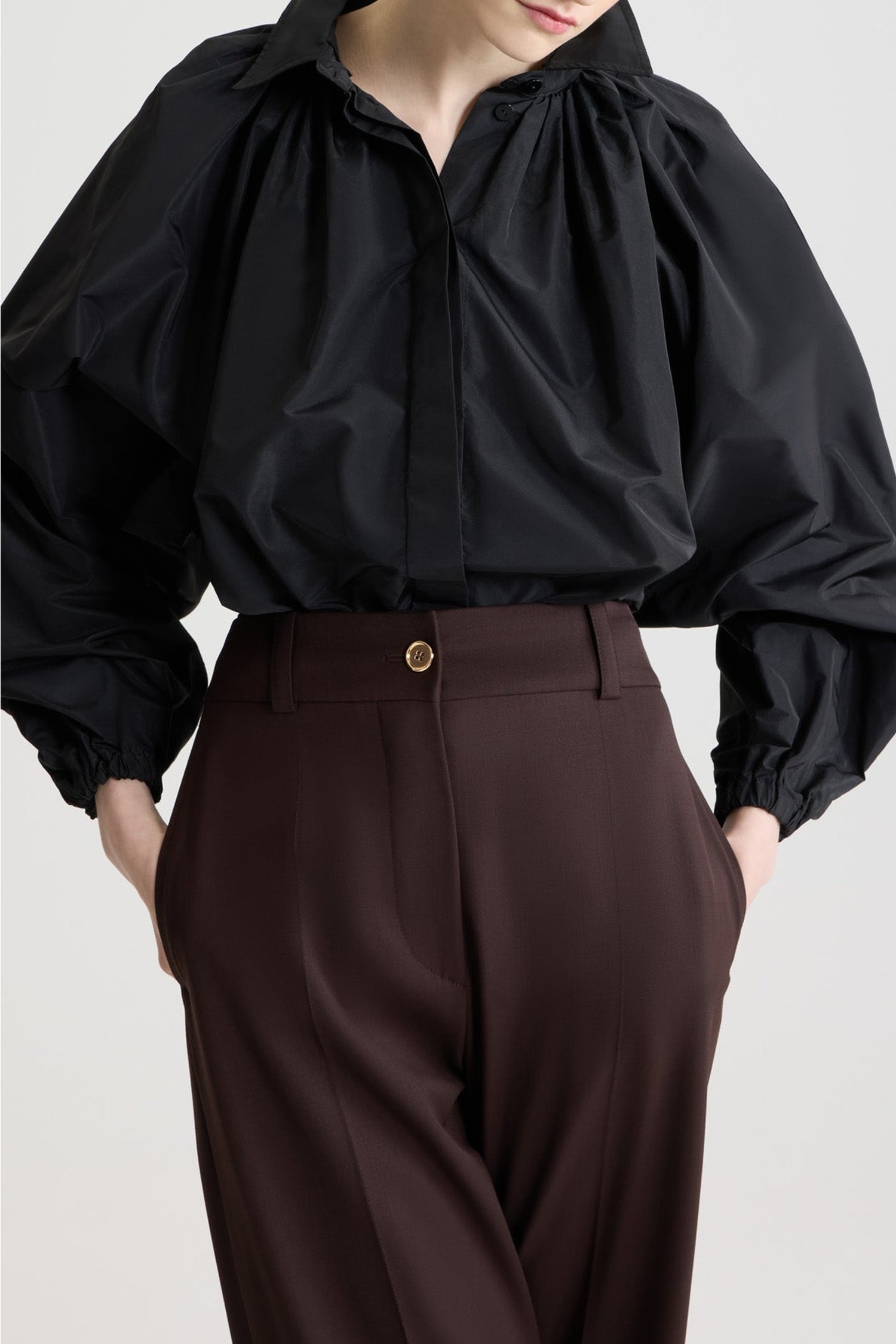 Blouse bouffante en faille - Noir