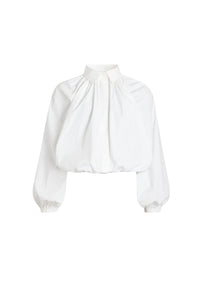 White / Blouse bouffante en popeline de coton bio