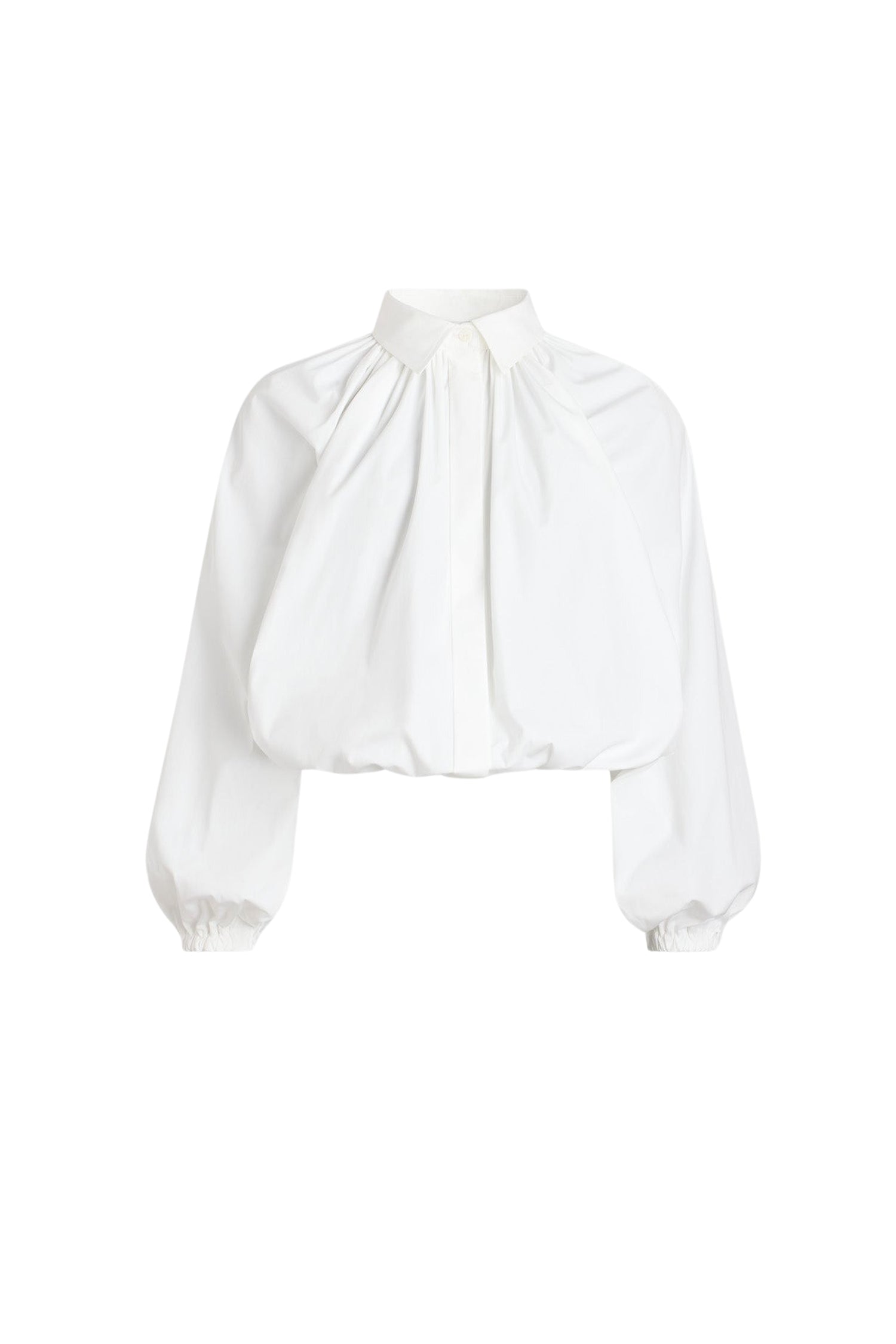 White / Blouse bouffante en popeline de coton bio