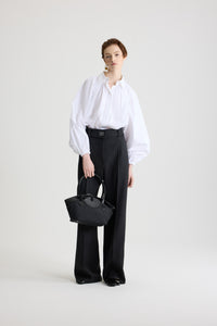 White / Blouse bouffante en popeline de coton bio