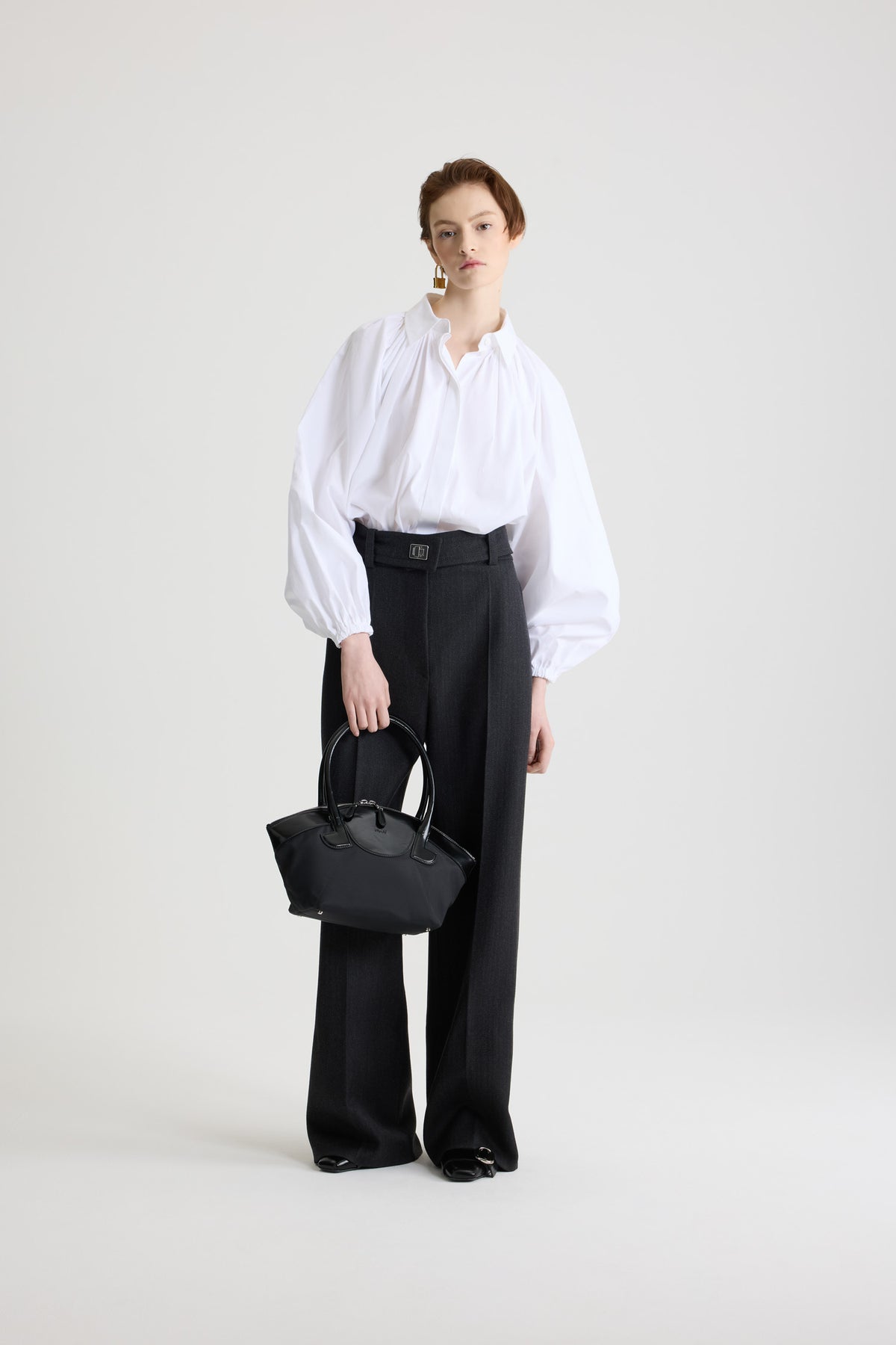 White / Blouse bouffante en popeline de coton bio