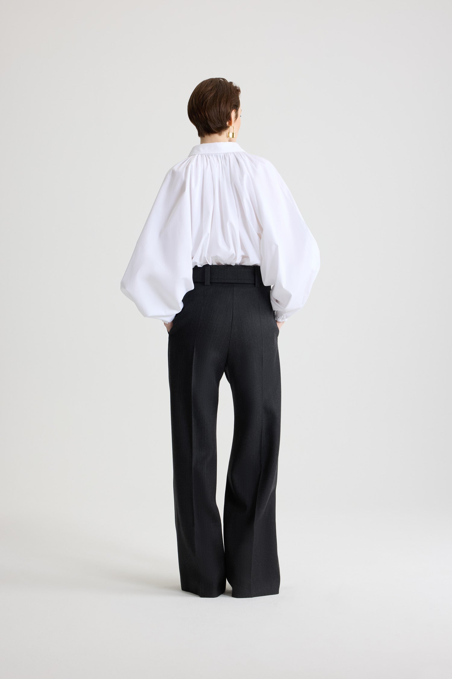 Blouse bouffante en popeline de coton - Blanc