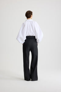 White / Blouse bouffante en popeline de coton bio