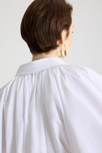 White / Blouse bouffante en popeline de coton bio