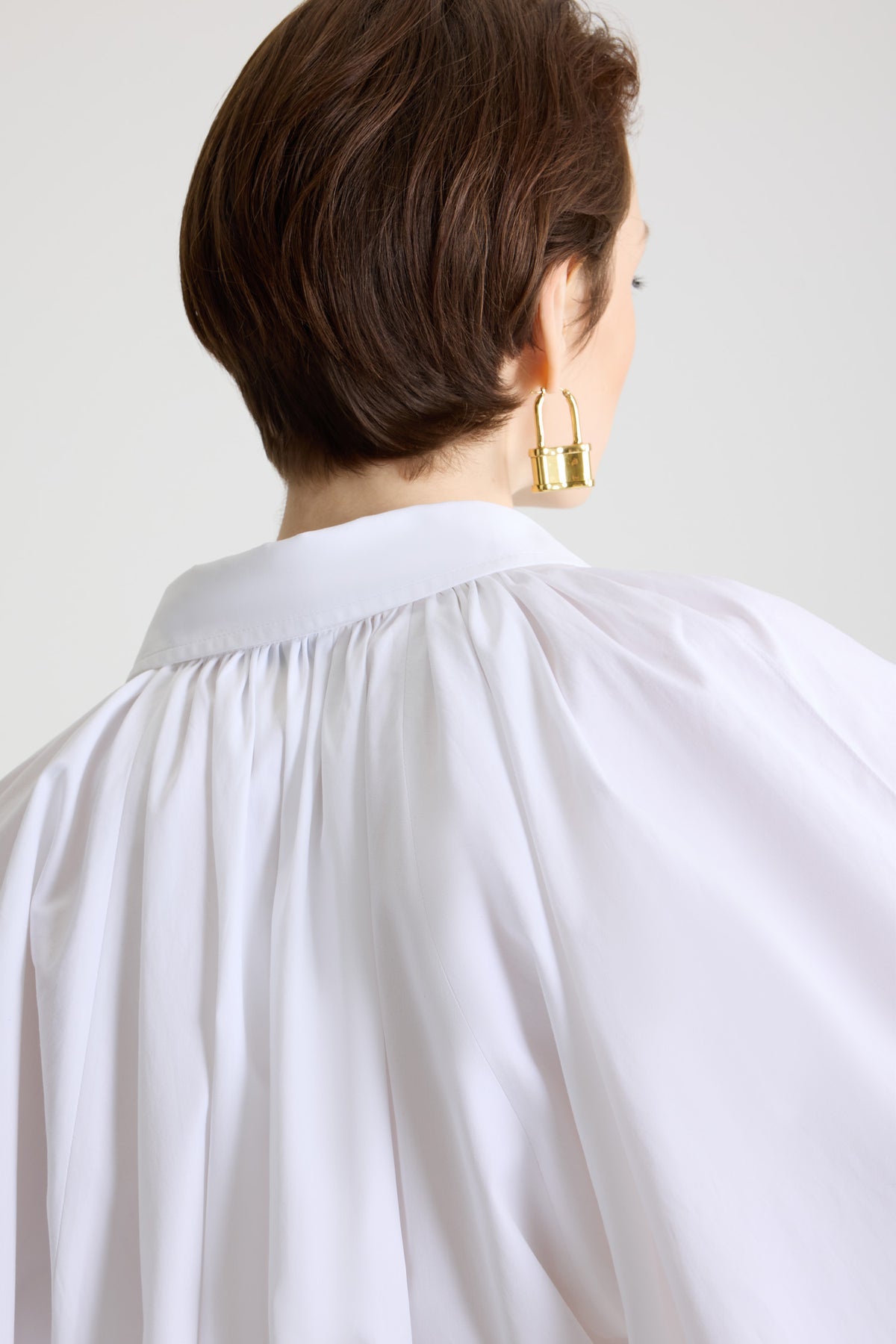 White / Blouse bouffante en popeline de coton bio