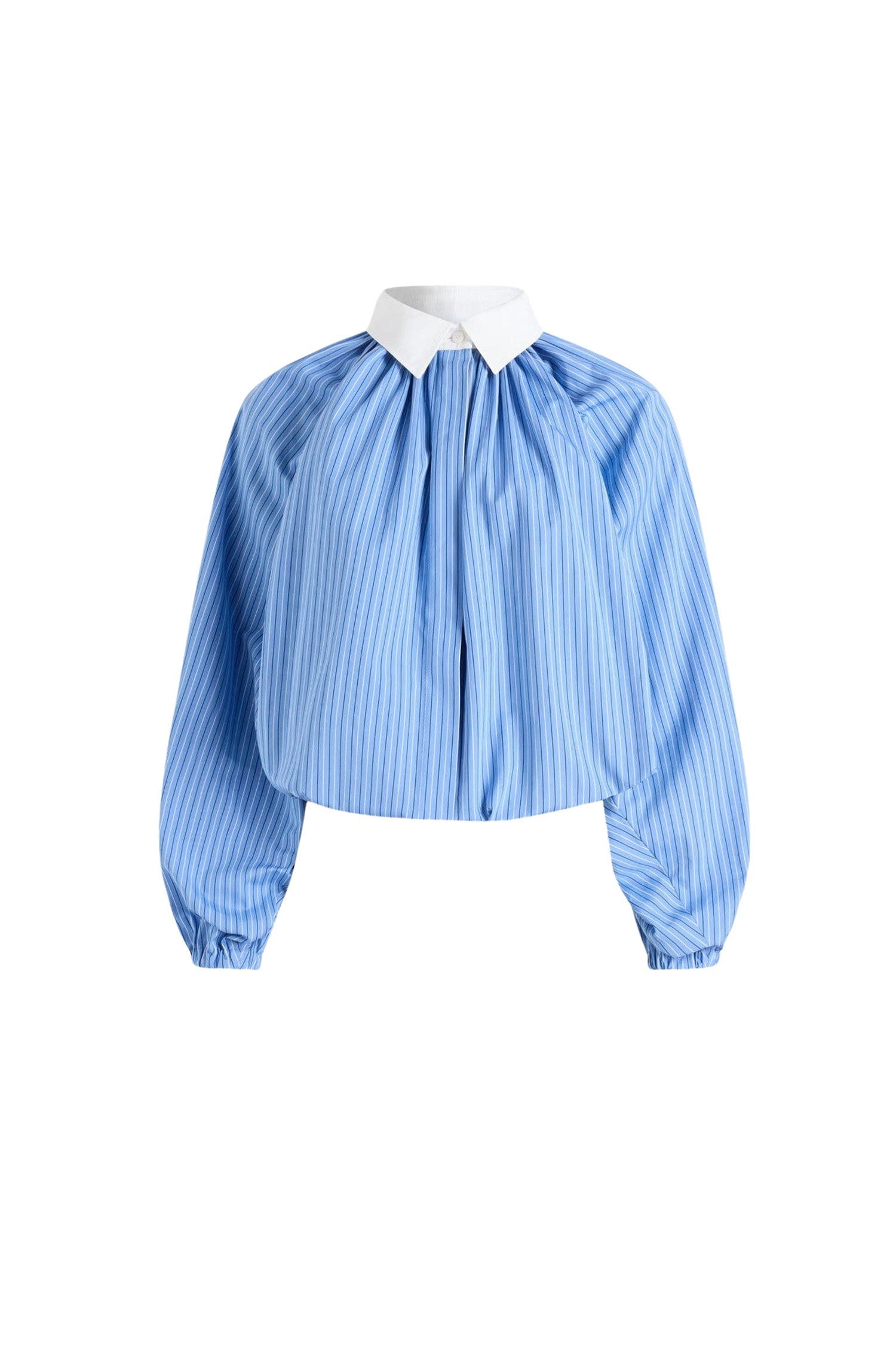 Blouse bouffante en popeline de coton - Bleu Glacier
