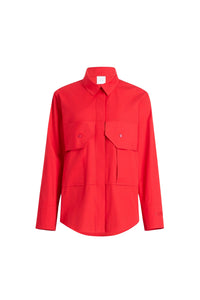Blouse cargo en popeline de coton - Rouge Elixir