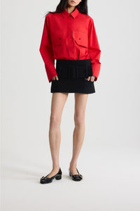 Blouse cargo en popeline de coton - Rouge Elixir