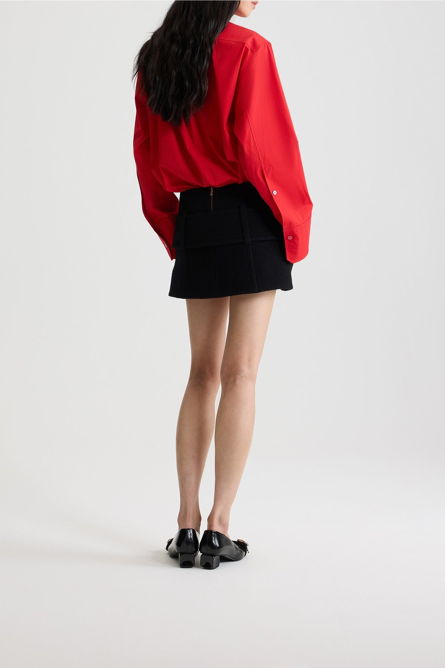 Blouse cargo en popeline de coton - Rouge Elixir