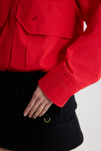 Blouse cargo en popeline de coton - Rouge Elixir
