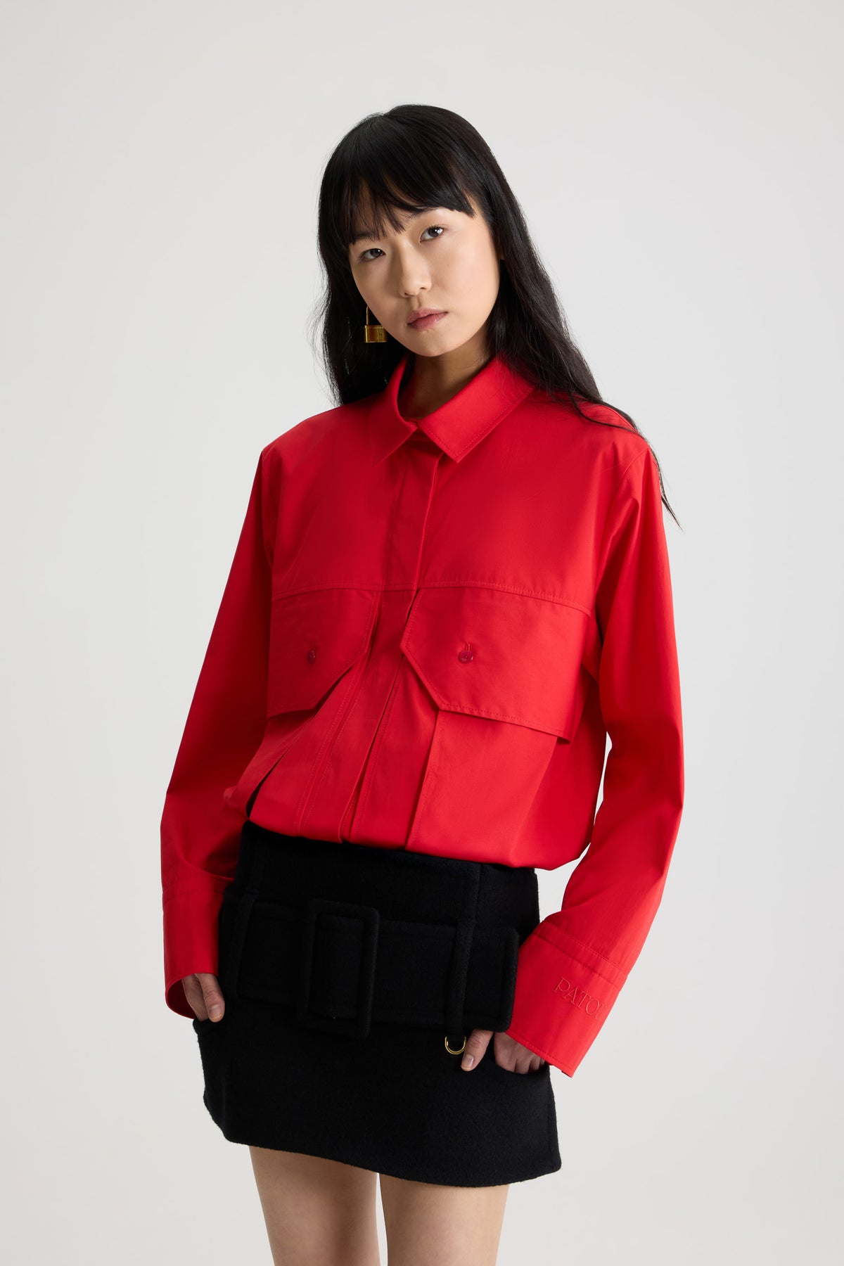 Elixir Red / Blouse cargo en popeline de coton bio