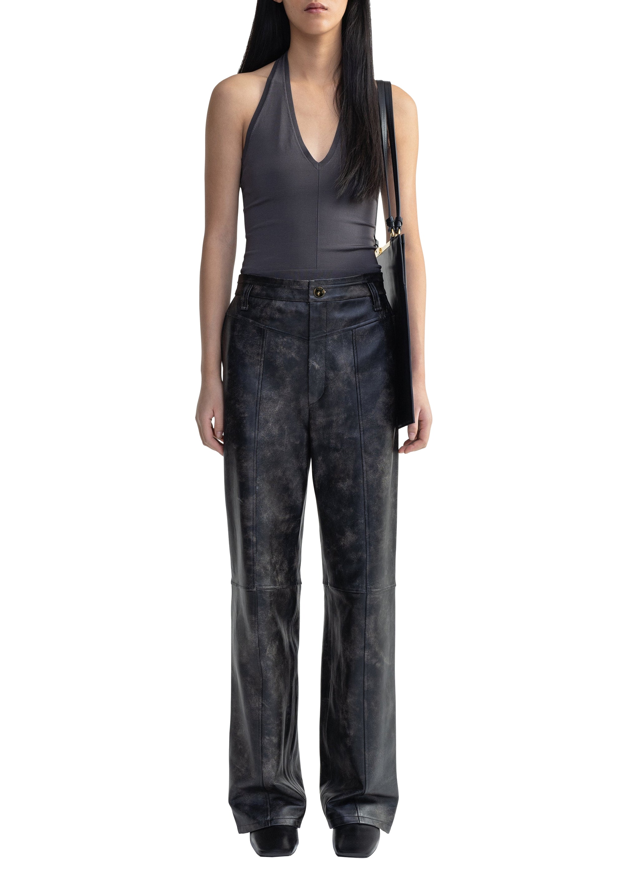 Pantalon Blade en cuir - Washed Grey