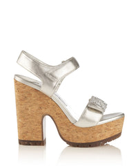 Sandales compensées Blair 125 en cuir - Silver