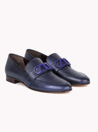 7qty NEW / Mocassins Blair en cuir Nappa métallisé - Blue